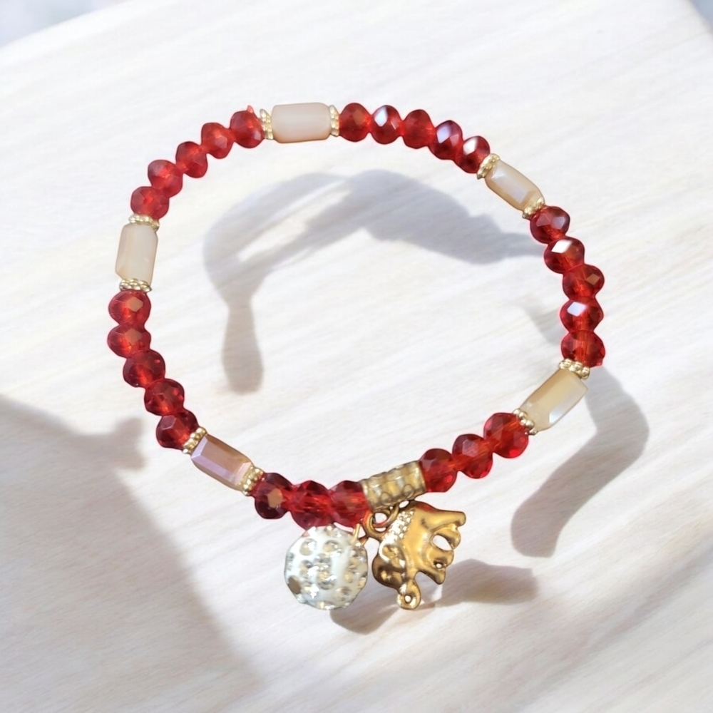 Red Sparkly gold elephant bracelet